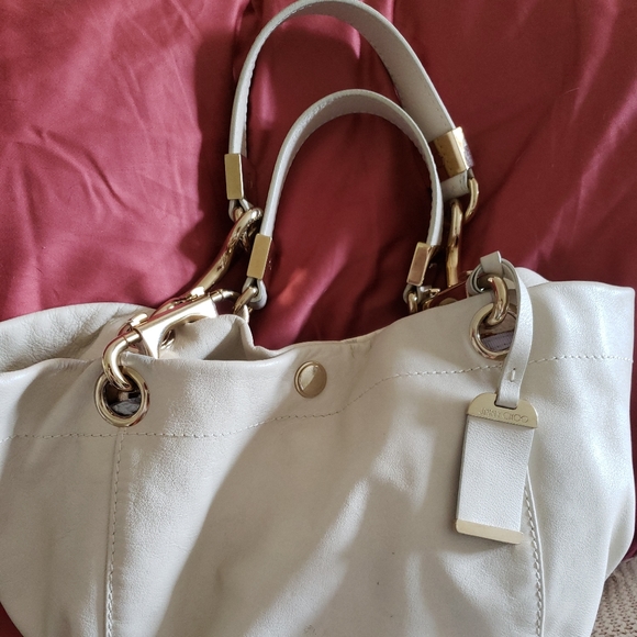 JIMMY CHOO CREAM AND GOLD TONE HANDBAG AUTHENTIC - Picture 1 of 11